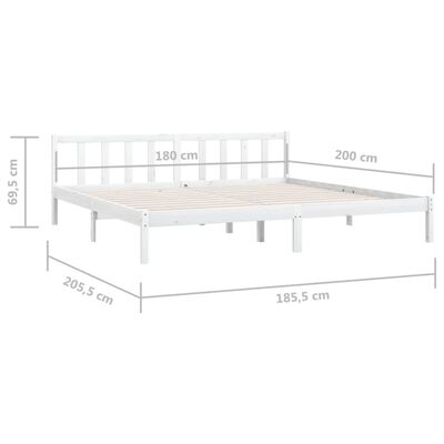 CADRE LIT BLANC BOIS PIN MASSIF 180X200 VIDAXL